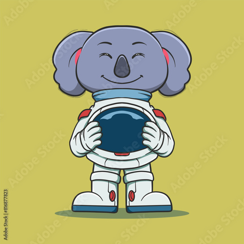 Cute Astronaut Koala Holding Helmet