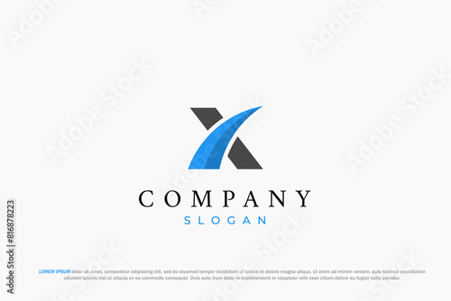 logo letter x blue wave business abstract