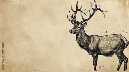 Cervidae Profile - Antlered Beauty of the Wild: Blank Copy Space Illustration