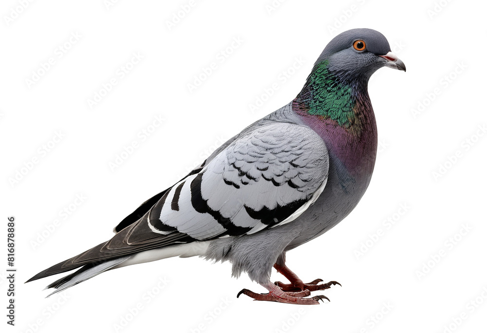 Graceful Pigeons Perched on White on transparent background PNG file
