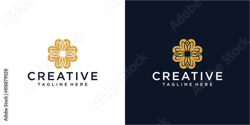 Luxury flower logo design template.