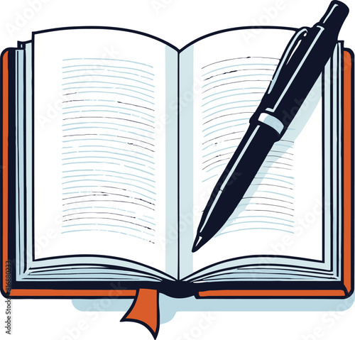 Book and pen vector illustration clip art design