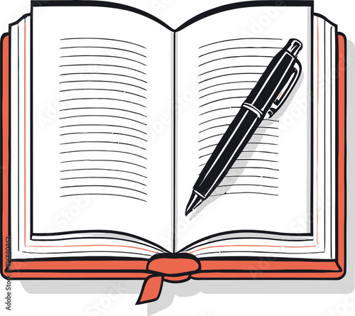 Book and pen vector illustration clip art design
