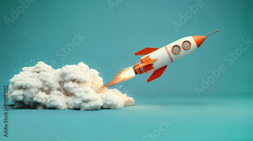 startup concept with starting rocket  graphic illustration