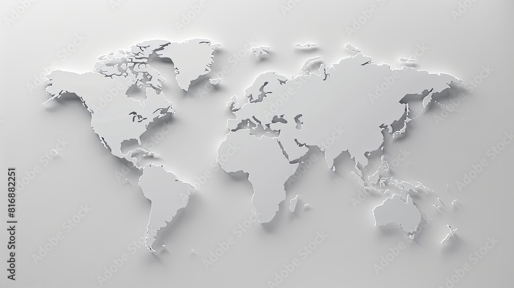 paper cut style world map, white background paper cut style world map, white background