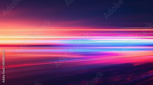 Colorful horizontal neon streaks on a gradient backdrop, creating a sense of motion and energy