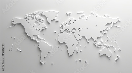 paper cut style world map  white background