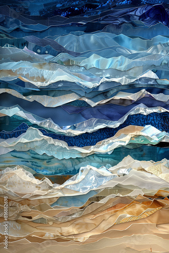 Abstract Layered Beach Waves Representation photo