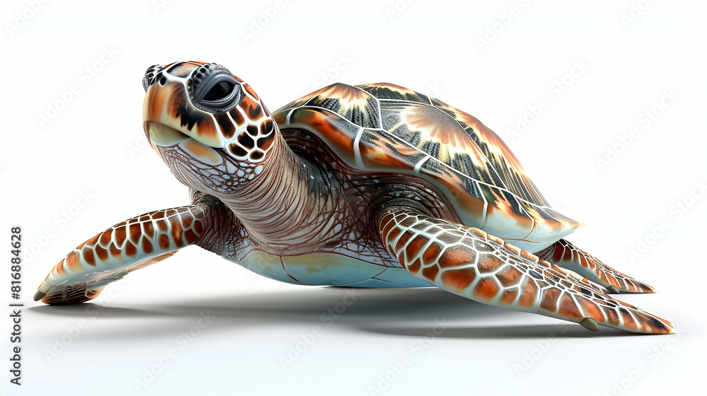 3D Cartoon: Serene Close Up of Graceful Turtle Swimming in Ocean, Highlighting Textured Shell Peaceful Demeanor. Marine Life Nature Concept. 3D Cartoon: Serene Close Up of Graceful Turtle Swimming in Ocean, Highlighting Textured Shell Peaceful Demeanor. Marine Life Nature Concept.
