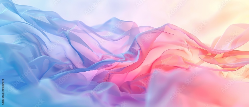 A flowing, iridescent gradient of blue and pink fabric A flowing, iridescent gradient of blue and pink fabric