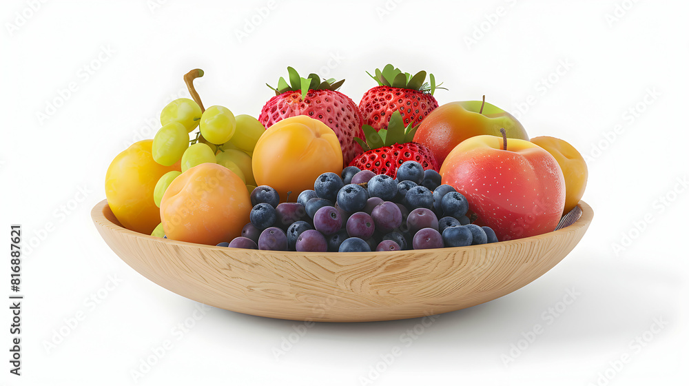 3D Flat Cartoon Style Fruit Bowl Isolated on White Background Stylish Home Decor Kitchen Concept Promoting Healthy Living for Kitchen, Dining Room, and Lifestyle Content 3D Flat Cartoon Style Fruit Bowl Isolated on White Background Stylish Home Decor Kitchen Concept Promoting Healthy Living for Kitchen, Dining Room, and Lifestyle Content