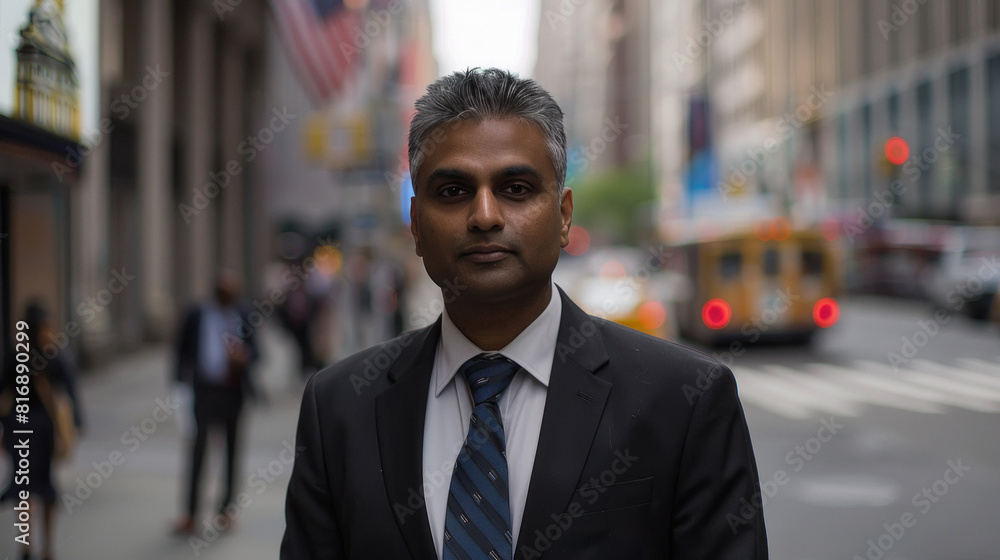 indian businessman standing on city street indian businessman standing on city street