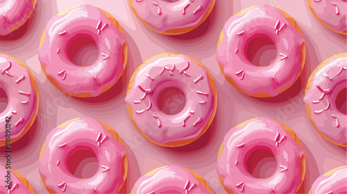 Donut with pink glaze pattern style vector design