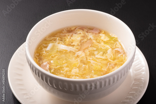 白菜とベーコンのあんかけ卵スープ