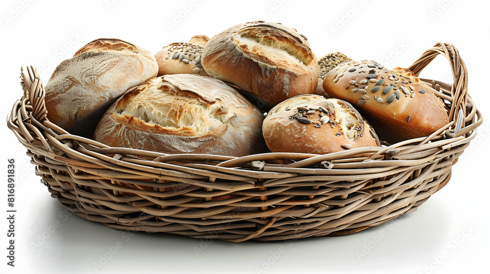 Stylish Bread Basket for Home Decor and Functionality Photo Realistic Isolated on White Background for Kitchen and Lifestyle Content Stylish Bread Basket for Home Decor and Functionality Photo Realistic Isolated on White Background for Kitchen and Lifestyle Content
