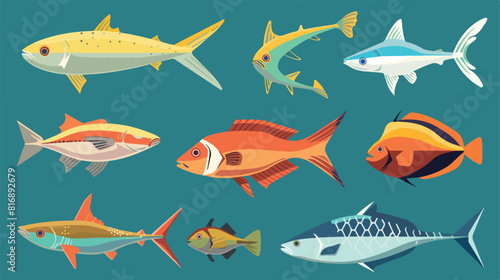 Fish cut to pieces flat style vector design illustration