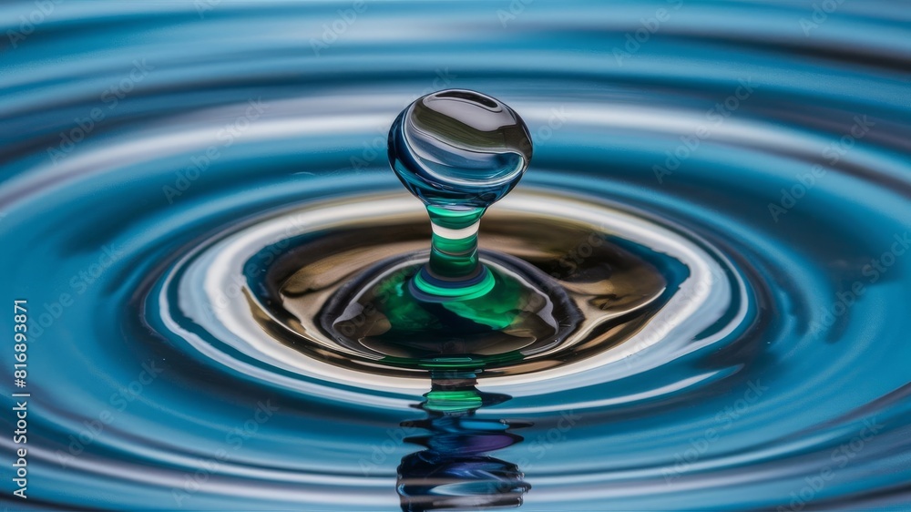 Mesmerizing Water Drop Splash Creating Ripples in Vibrant Colors