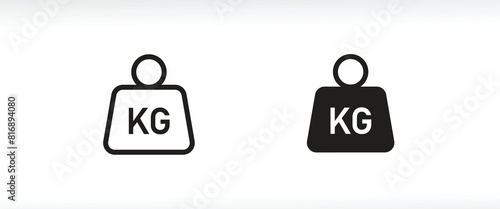 Weight heavy kg icon. Dumbbell Simple KG kilogram Scale. Heavy mass for exercise element Gym business line and flat icons set, editable stroke isolated on white, linear vector outline illustration