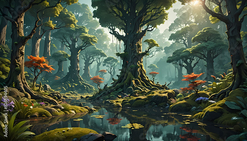 Background of a Forest Scene in a Fantasy World © Arief