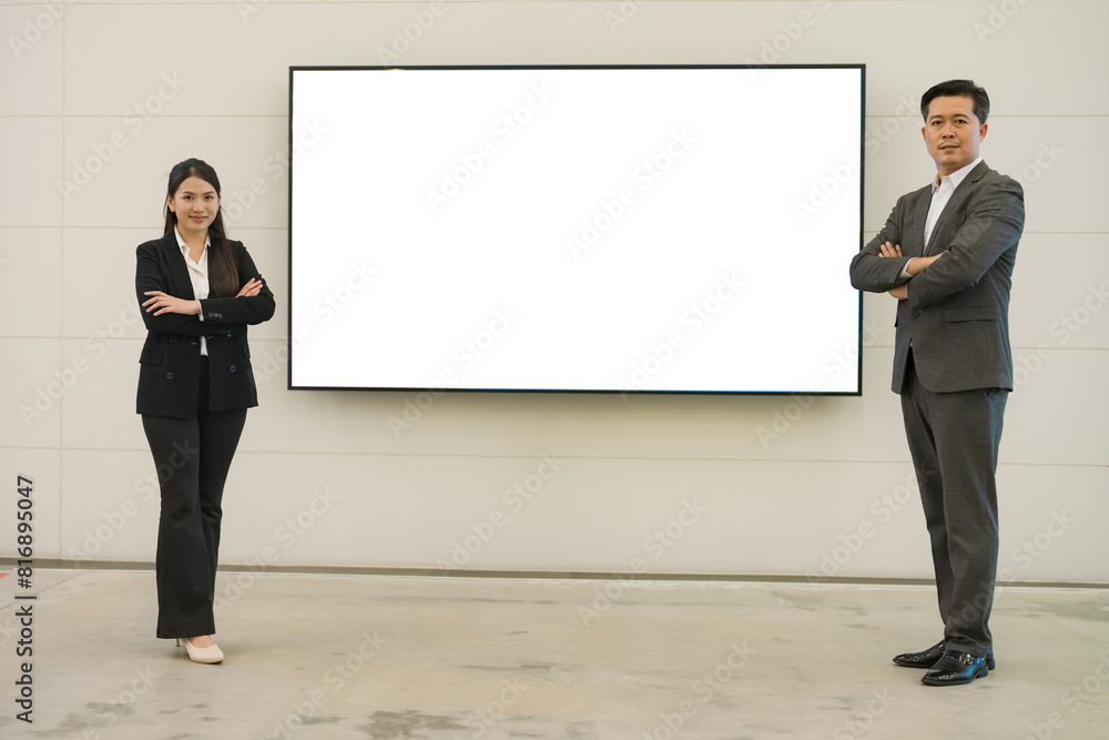 Business presentation with blank screen for concepts