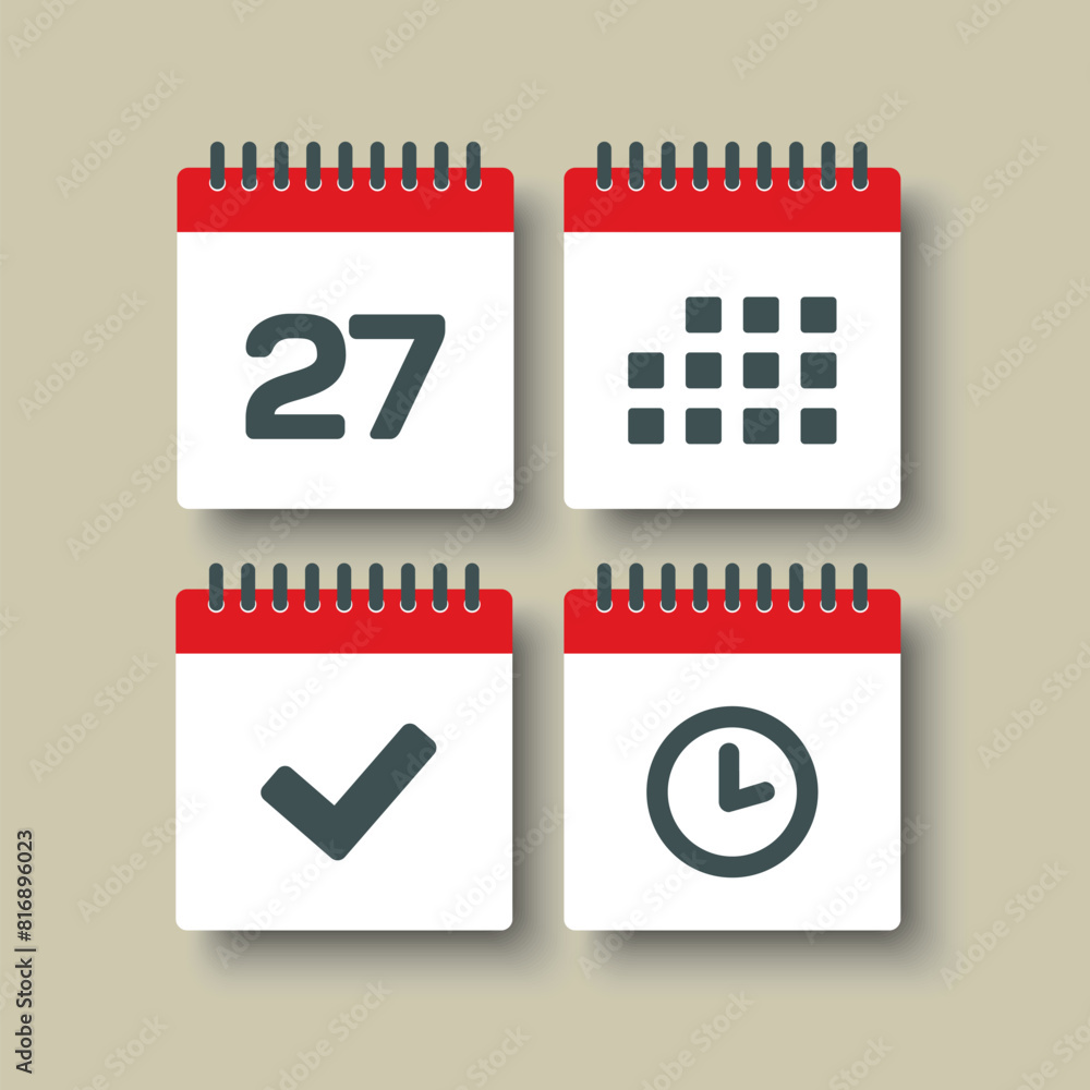 Icon page calendar - 27 day, agenda, timer, done Icon page calendar - 27 day, agenda, timer, done