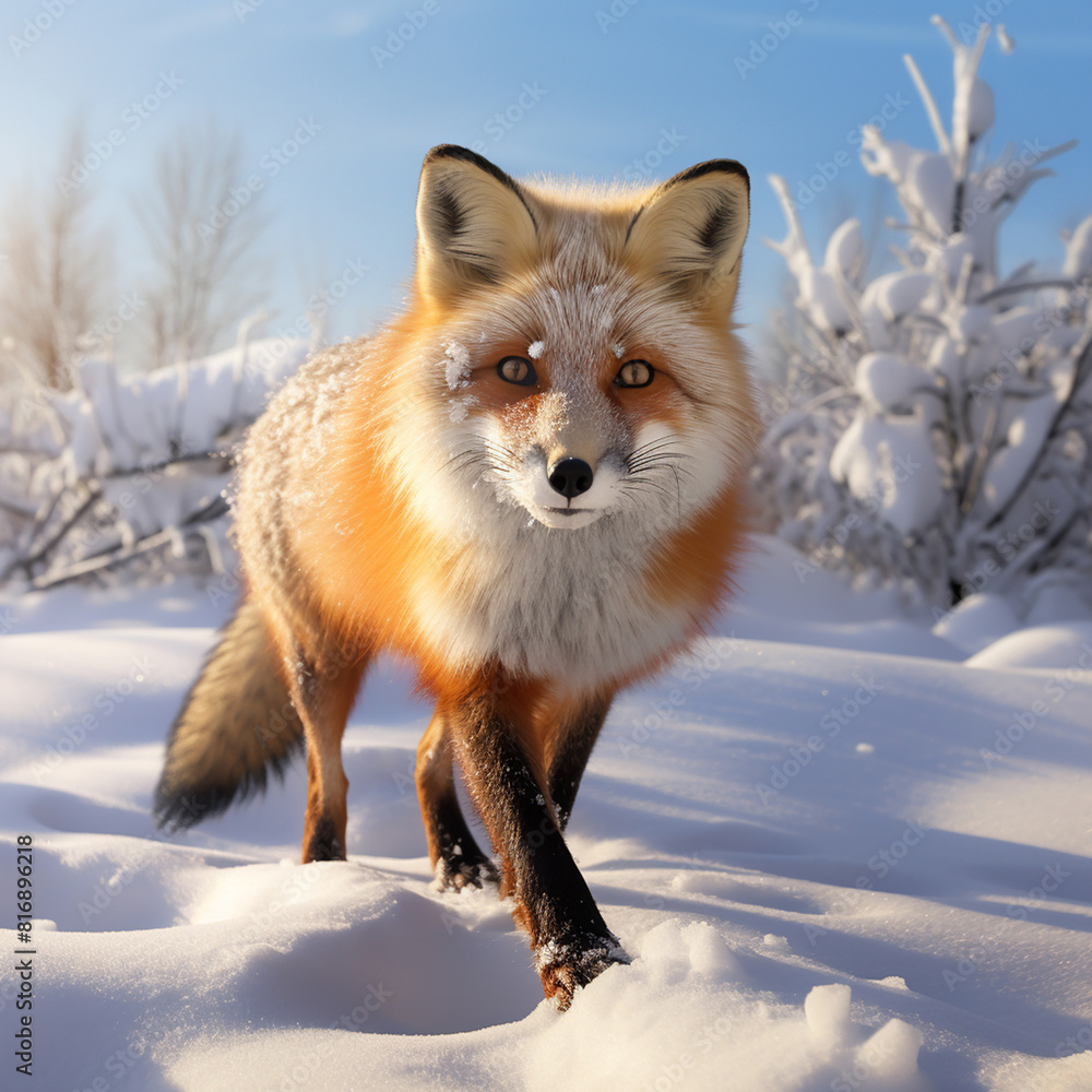 Fototapeta premium red fox in snow
