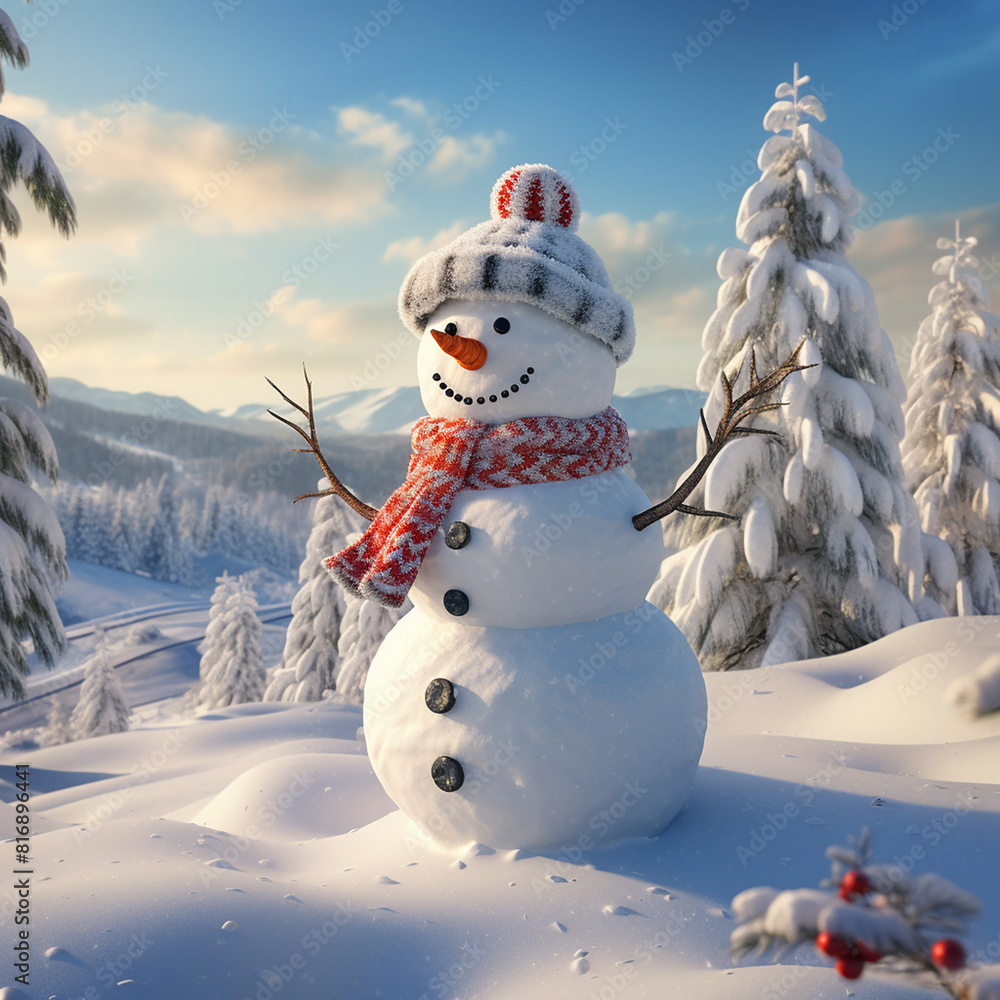 Obraz premium snowman on the snow