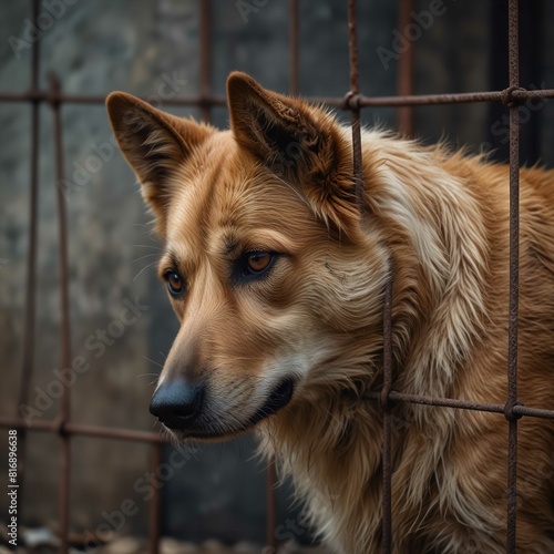 Dog in cage - Generative AI © al-amin99