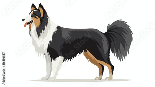 Funny cartoon purebred collie dog vector flat illustration
