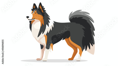 Funny cartoon purebred collie dog vector flat illustration