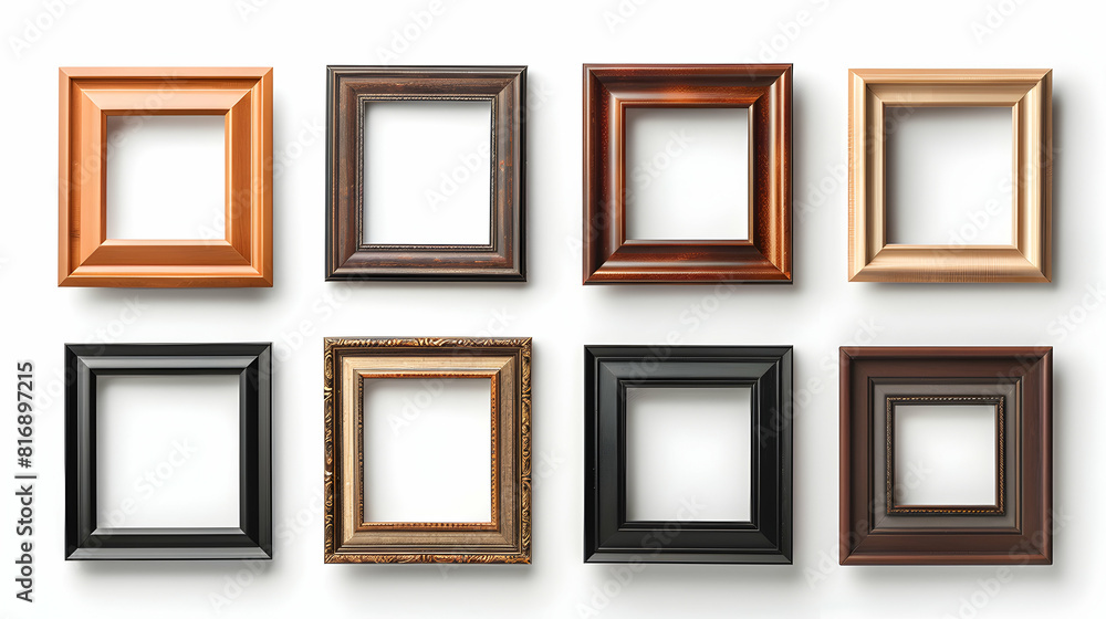 Photo realistic Picture frame collage isolated on white background representing home decor memories and personalization. Ideal for interior design themed content. Photo Stock. Photo realistic Picture frame collage isolated on white background representing home decor memories and personalization. Ideal for interior design themed content. Photo Stock.