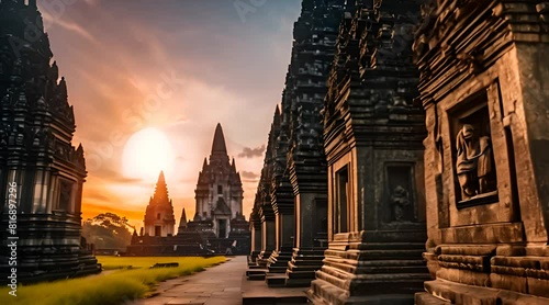 Prambanan Temple's Sunset Spectacle in Java, Indonesia photo