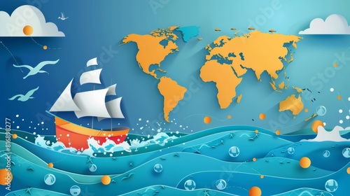 World maritime day vector with copy space