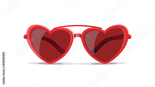 Funny red sunglasses with heartshaped frame. Funky p
