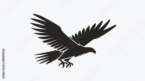 Geometric logotype with silhouette of flying eagle. L