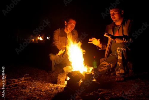 Obraz na płótnie by the fire outdoors w salonie