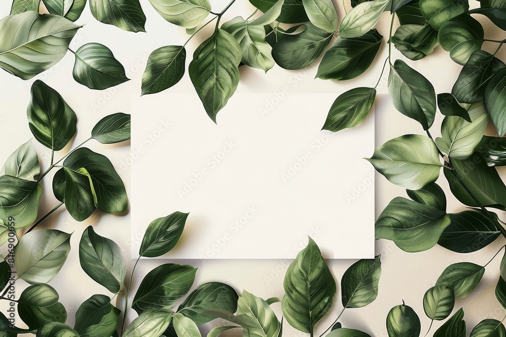 Rustic green leaf wedding invitation template, AI generated Rustic green leaf wedding invitation template, AI generated