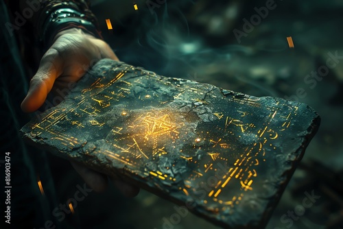 In the hand of a powerful sorcerer, an ancient spellbook contains the secrets of the universe.