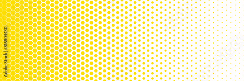 Horizontal gradient of gold and white hexagon halftone texture vector illustration golden and white dot background