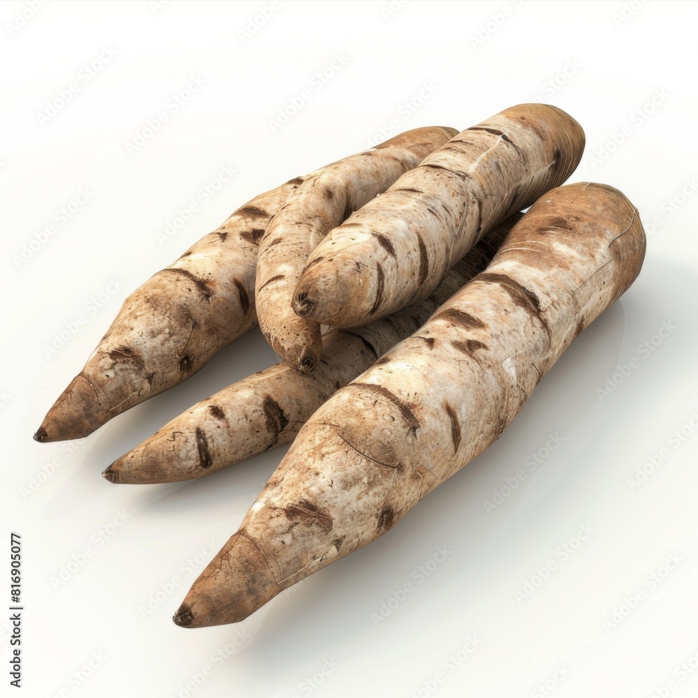Multiple yams arranged on a plain white backdrop Multiple yams arranged on a plain white backdrop