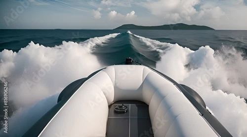 Captivating Sea Views from the Prow of an Inflatable Boat photo