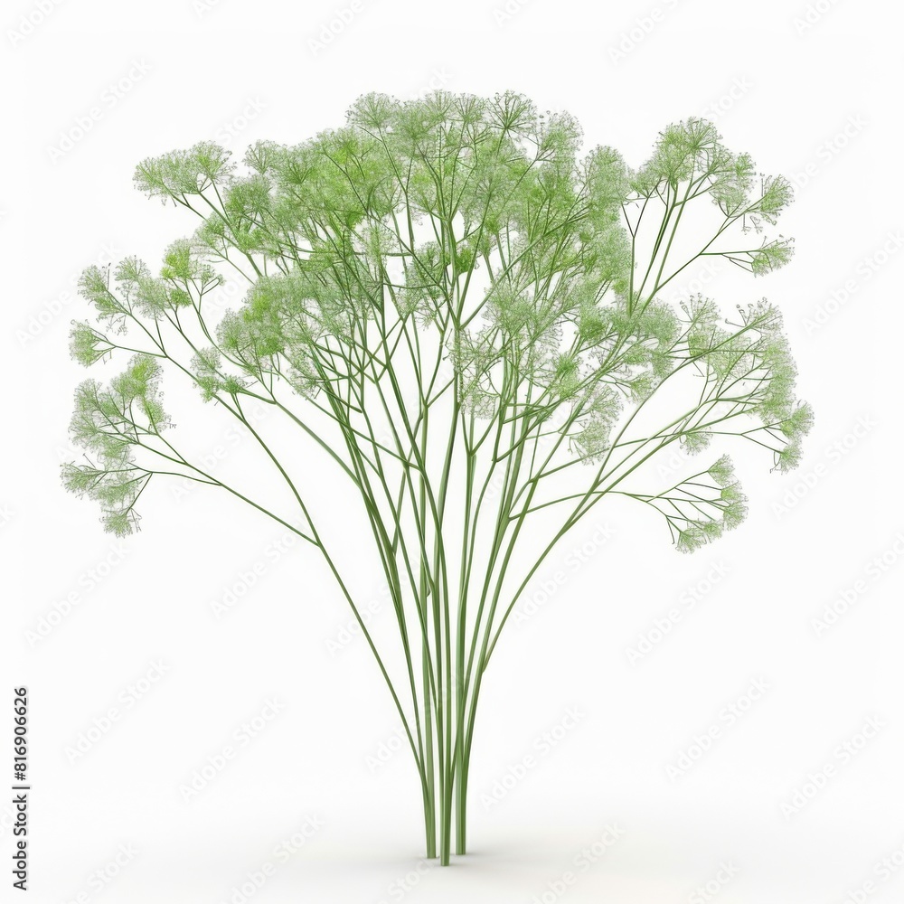 Detailed 3D fennel plant model displayed on a clean white background Detailed 3D fennel plant model displayed on a clean white background