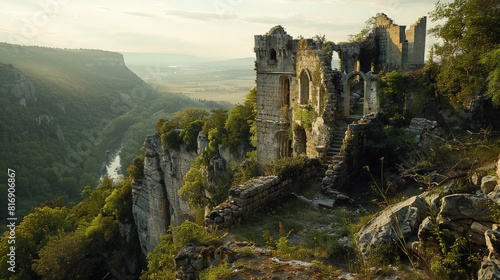 "A picturesque view of the medieval ChÃ¢teau de Commarque in France © wontaek woo