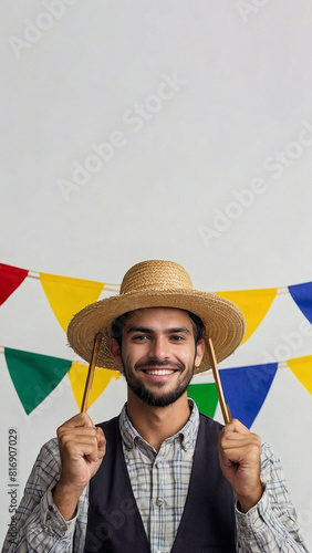Junina Party - Man With Junina Party Outfit Smiling Isolated