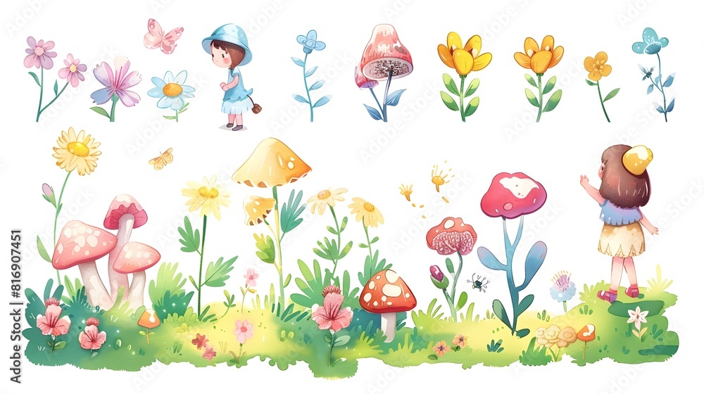 Obraz premium Whimsical Floral Meadow with Enchanting Fairytale Elements