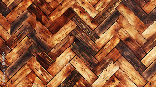 Durable and aesthetically striking dark and light brown herringbone wood parquet texture.