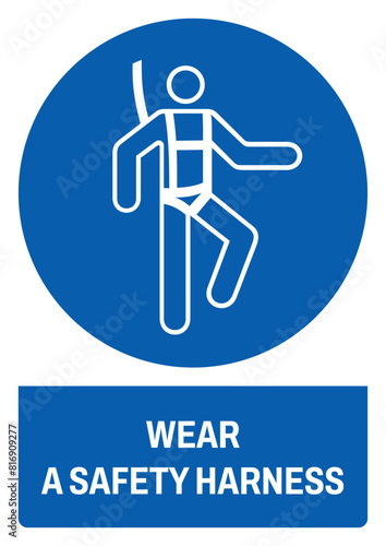 ISO mandatory safety signs_wear a safety harness size a4/a3/a2/a1