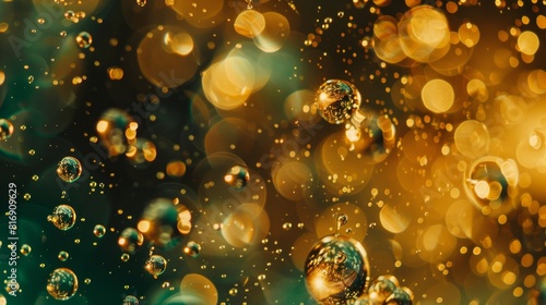 Golden Bubbles Abstract Background for Festive Design