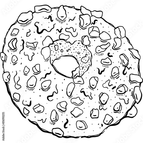 Drawing Baking shortbread cookie ring illustration. Hand-drawn food sketches for packaging, menu, recipe,advertising,branding, Food Blog 