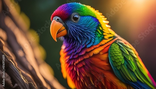 Birds,Rainbow lorikeet birds photorealistic, detailed, colorful, high-contrast, Rainbow lorikeet birds,oiseau, perroquet, animal, bec, coloré, nature, vert, rouge, tropical, empennage, bleu, faune, an photo